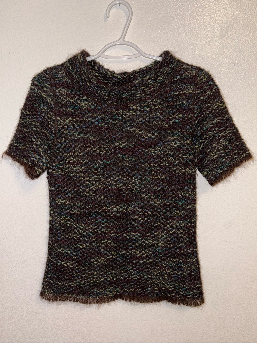MaxMara Short-Sleeve Sweater Brown Multi-Color Size Medium